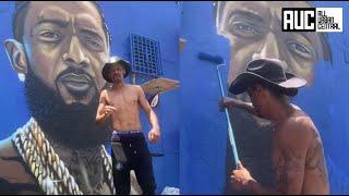 Nipsey Hussle's OG "Cowboy" Paints Over His Mural After People Kept Writing Disrespect On It