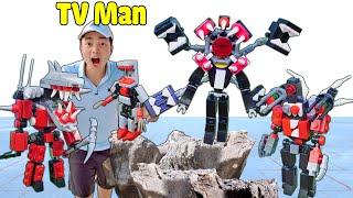 Thử Thách Ghép Lego TV Man 5 Đầu Skibidi,Titan Speaker Man, Drill Man Theo Monster Up | Hải Củ Cải