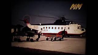 Helicopter Isles of Scilly to Penzance England 1970s old cine film