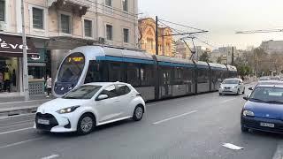 Athens Line 7 tram at AGIA Triada station (Ansaldobreda Sirio)