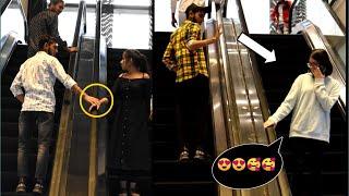 Touching StrangersHands on the Escalator || Epic Reactions || 12mill prank ||