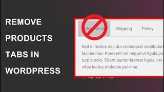 How To Remove Tabs On Product Page | WooCommerce.