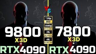 9800x3d 4090 vs 7800x3d vs i9 14900k vs Intel 285k 9800x3d 1440p + 4k + 720p + 1080p  gaming Test