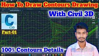How To Draw Contours Drawing With Civil 3D | How To Draw Elevation Grid Line in Civil 3D Autocad