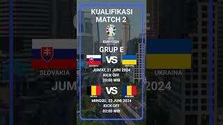 JADWAL MATCH 2 EURO 2024 GRUP E - SLOVAKIA VS UKRAINA - BELGIA VS RUMANIA