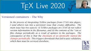 TUG 2020 — Norbert Preining — TeX Live changes under the hood, or: Making distribution a bit easier