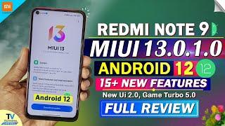Redmi Note 9 New MIUI 13.0.1.0 Android 12 Update Review | 15+ New Features | MIUI 13 Redmi Note 9