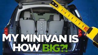 How large is the cargo room in minivans, in inches!