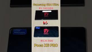 Samsung S24 ultra vs Poco X6 Pro Gaming test || free fire gameplay in poco x6 pro #shorts #viral #ff