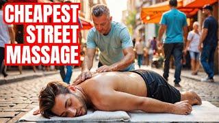 ASMR BossLessNomad is in street massage .. $4   the cheapest in the world and on the sidewalk