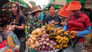 Cambodia Tour 2024 - Walking Tour 4K | Phnom Penh Food Market, Cambodian Street Food