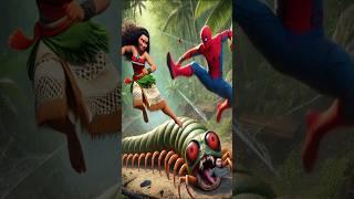 Spider-Man and Moana: Against Reptilian Monsters #SpiderMan #Moana #reptilianmonsters #shorts