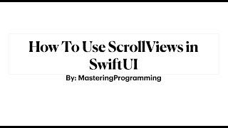 How to use horizontal and vertical ScrollViews in SwiftUI