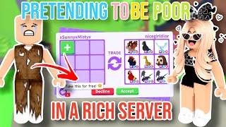 Pretending To Be A NOOB in a RICH Adopt Me Server! (SHOCKING!)