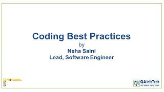 Coding Best Practices Training Session by QA InfoTech