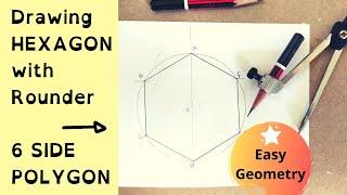 How to draw Hexagon with rounder (6 sides) | Easy geometry tutorial