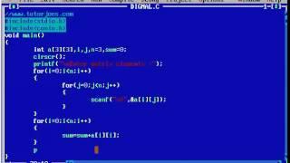 Sum of diagonal elements in matrix in C Programming Tamil