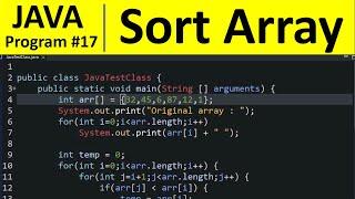 Java Program #17 - Sort an Array of Integers in ascending order