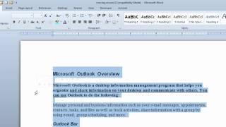 Word 2010 Formatting a document using quick format toolbar and ribbon