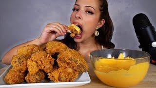 ASMR MUKBANG Crispy Fried Chicken & Cheese Dip (no talking)