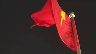 [4K] Vietnamese Flag Waved in Wind outside Ho Chi Minh Mausoleum in Hanoi