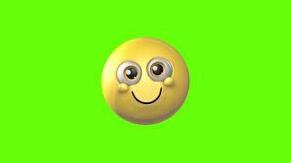 3D Smiling Cute Face Emoji Loop Green Screen Animation | Royalty-Free