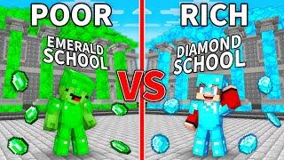 Mikey EMERALD School vs JJ DIAMOND School in Minecraft (Maizen)