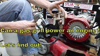 Can a gas (propane) grill power an engine?  Let's try it!