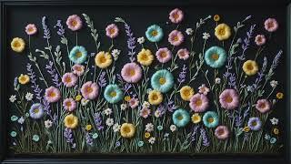 Wildflower embroidery | spring florals as Frame TV art | embroidery design #tvscreensaver #4ktv