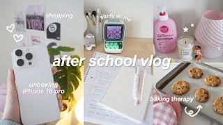 after school vlog  iPhone 16 pro unboxing, shopping, productive study w/me, divoom speaker 𝜗𝜚 ࣪˖ ִ