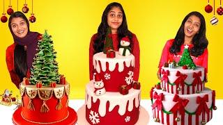 2 LAYER XMAS CAKE DECORATING CHALLENGE | വേറെ ലെവൽ കേക്ക് ഡെക്കറേറ്റിംഗ് ചലഞ്ച് | PULLOTHI