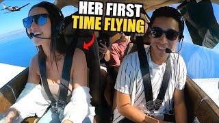 Girl Flying a Plane For The First Time! (Over the Ocean To an Island)