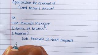 Application for renewal of Fixed Deposit Account