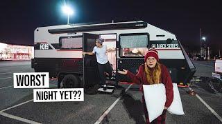 First Time RV Camping at a Rest Stop Parking Lot! - Electrical Issues And a Horrible Nights Sleep 