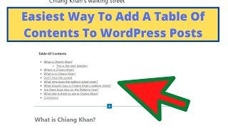 Easy Way To Add A Table Of Contents To Your WordPress Blog Posts And Pages.