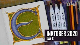 Zentangle Art Illuminated Letter - Inktober Day 8