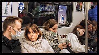 Russia, St Petersburg Subway Ride: Metro Passengers & Live Camera [Walk Stations, escalators, trains