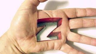 How to Draw Letter Z Hole in Hand - 3D Trick Art on Hand - Poendrawing