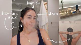 the perfect 30 min self care routine | multi-task hair care, body care, skin care