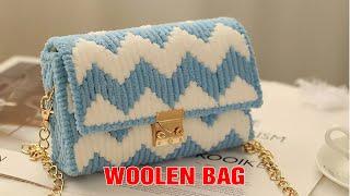 Easy Woolen Bag Making With Plastic Canvas | Make A Cute Crossbody Bag | Plastic Canvas Bag DIY