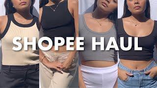 BASIC & MINIMALIST SHOPEE HAUL (affordable & must-have neutral tops!)