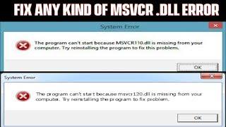 HINDI how to fix msvcr100.dll missing error windows 7 | how to fix msvcr100.dll missing error 64 bit