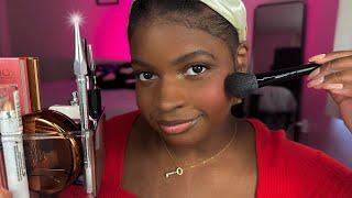 ASMR Doing My Simple Makeup + Whisper Ramble  (black girl edition)