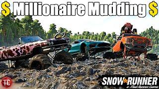 SnowRunner: MILLIONAIRE MUDDING ADVENTURE!! HUGE F450, CanAm, Corvette, & Cadillac!?