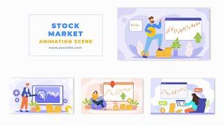 Stock Buy and Sell Flat Character Animation Scene After Effects Template