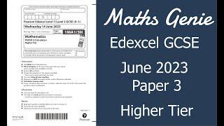 Edexcel Higher Paper 3 June 2023 Exam Walkthrough