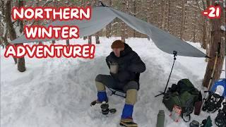 More Winter Camping, Hiking, Snowshoeing and Outdoor Cooking in Deep Snow.