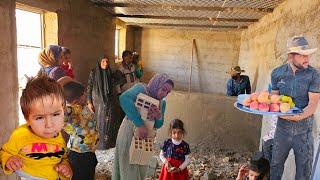 Rural family.A construction engineer came to the village to check the construction situation