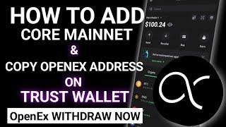 How to Add Core Mainnet to Trust wallet | Copy OpenEx Wallet address for Withdrawal - Don't miss