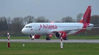 NEW AVIANCA Airbus A320 NEO - Landing at Hamburg Airbus Plant XFW (N764AV)